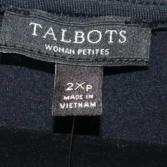 Talbots Black Short Sleeve Faux Wrap Sheath Midi Dress Women's Size 2XP-NWT - Picture 7 of 9